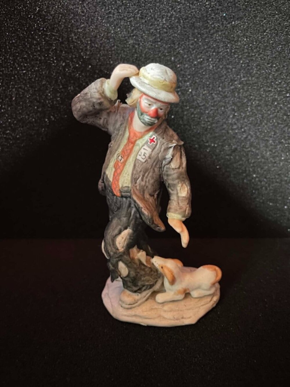 Emmitt Kelly Signed Flambro Circus Collection "Man's Best Friend" Clown Figurine